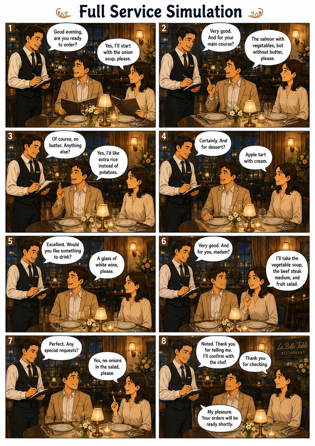 Planche de bande dessinée en anglais : Full Service Simulation
