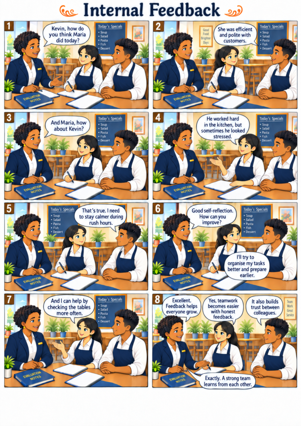 Planche de bande dessinée en anglais : Internal Feedback